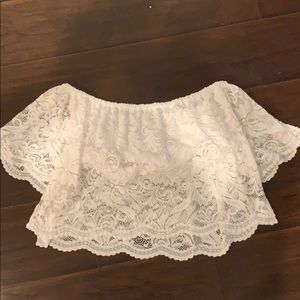 white off the shoulder crop top